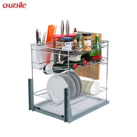 Kitchen Storage Multi-function Metal Iron Wire 400mm Width Kitchen Cabinet Drawer Basket