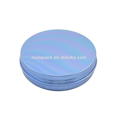 Colorful magnifying empty cosmetic tin jars for body butter