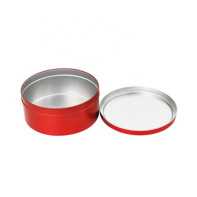 Red color round metal small bar soap tin container