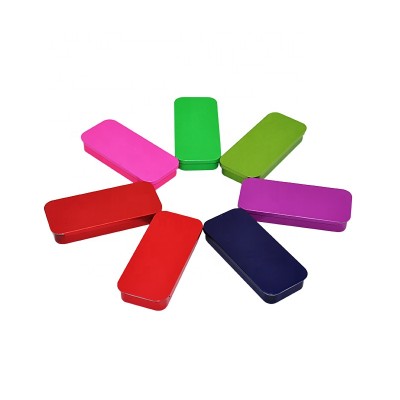 Convenient colorful small lip balm packaging tin box with sliding lid