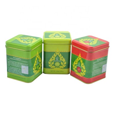 Promotional customized square tea tin cans with lids