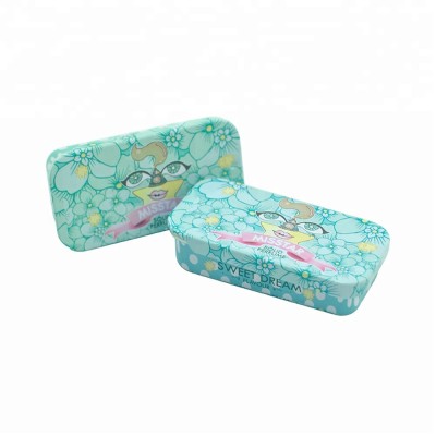 Custom printing solid perfume square slide top metal tin containers