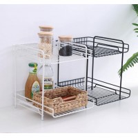 2 Layers Metal Wire Kitchen Storage Rack Modern Metal Spice Rack